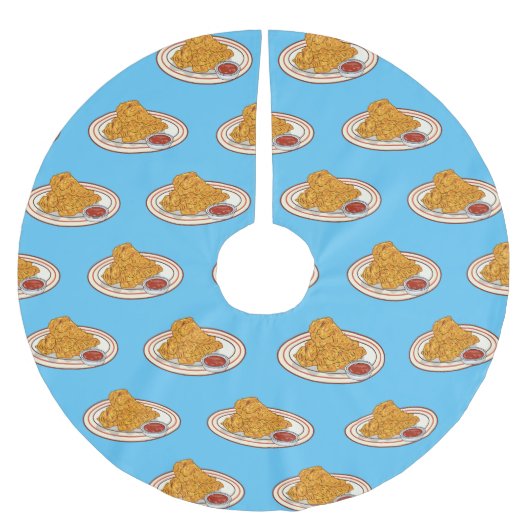 フライドチキンカートゥーンイラストレーション ブラッシュドポリエステルツリースカート (正面)