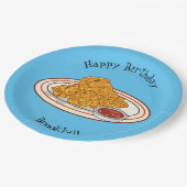 フライドチキンカートゥーンイラストレーション ペーパープレート (アングル)