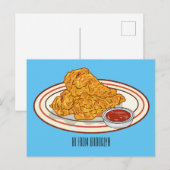 フライドチキンカートゥーンイラストレーション ポストカード (正面/裏面)