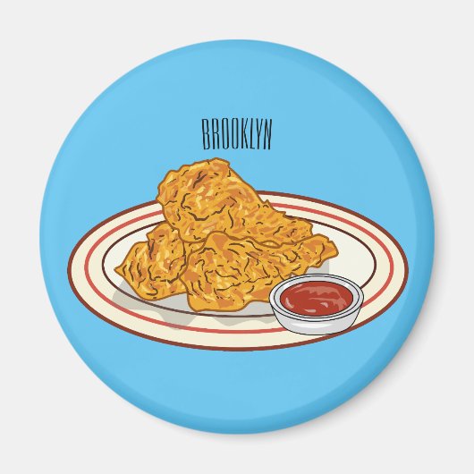 フライドチキンカートゥーンイラストレーション マグネット (正面)