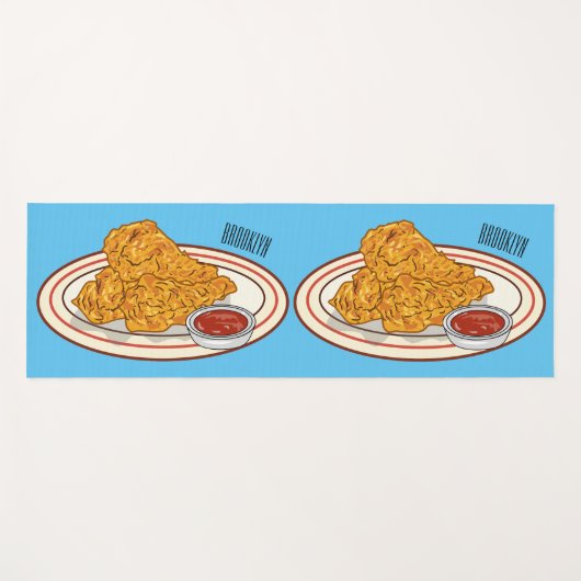 フライドチキンカートゥーンイラストレーション ヨガマット (正面(横))