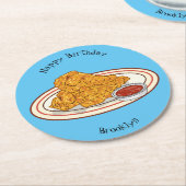 フライドチキンカートゥーンイラストレーション ラウンドペーパーコースター (アングル)