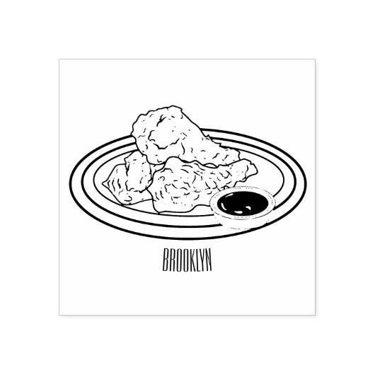 フライドチキンカートゥーンイラストレーション ラバースタンプ (インプリント)