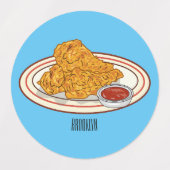 フライドチキンカートゥーンイラストレーション ラベル (デザイン2)