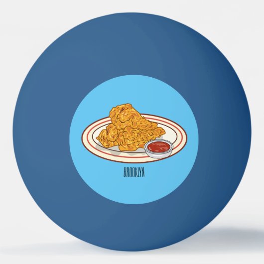 フライドチキンカートゥーンイラストレーション 卓球ボール (正面)