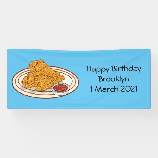 フライドチキンカートゥーンイラストレーション 横断幕 (横)