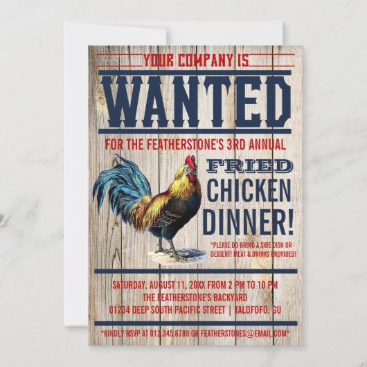 フライドチキンディナーパーティの招待状 招待状 (正面)