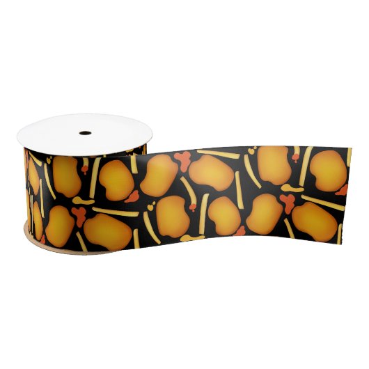 フライドチキンビトとポテトフライ サテンリボン (リール)