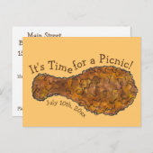 フライドチキンピクニッククックアウトパーティの招待状 インビテーションポストカード (正面/裏面)