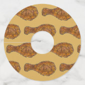 フライドチキンレッグのドラムスティックのソウルフードピクニック ワイングラスタグ (正面)