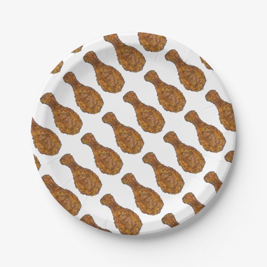 フライドチキンレッグドラムスティックソウルフードプレート ペーパープレート (正面)