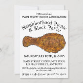 フライドチキンレッグピクニッククックアウトブロックパーティー 招待状 (正面)