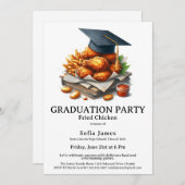 フライドチキン卒業パーティーお祝い 招待状 (正面/裏面)