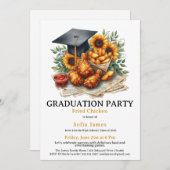 フライドチキン卒業パーティーお祝い 招待状 (正面/裏面)