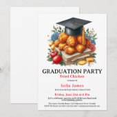 フライドチキン卒業パーティーのお祝い 招待状 (正面/裏面)