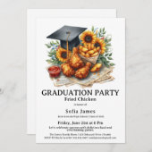 フライドチキン卒業パーティーのお祝い 招待状 (正面/裏面)