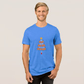 フライドチキン好きおもしろいクリスマスティー トライブレンドTシャツ (正面全面)