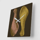 フライドチキン脚 スクエア壁時計 (傾斜)