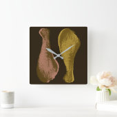 フライドチキン脚 スクエア壁時計 (ホーム)