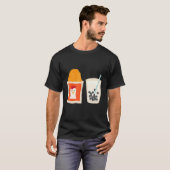 フライドチキン+タピオカ入りミルクティーが大好き Tシャツ (正面フル)