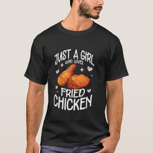 フライドチキン+ファストフードが大好きな女の子 Tシャツ (正面)