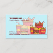 フライドチキン、フライドポテト、ソフランスのーダcのハンバーガー 名刺 (裏面)