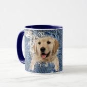 フライドブルーデニムホールのゴールデンレトリバー マグカップ (正面左)