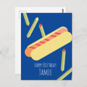 フライドホットドッグ誕生日名葉書 ポストカード (正面/裏面)