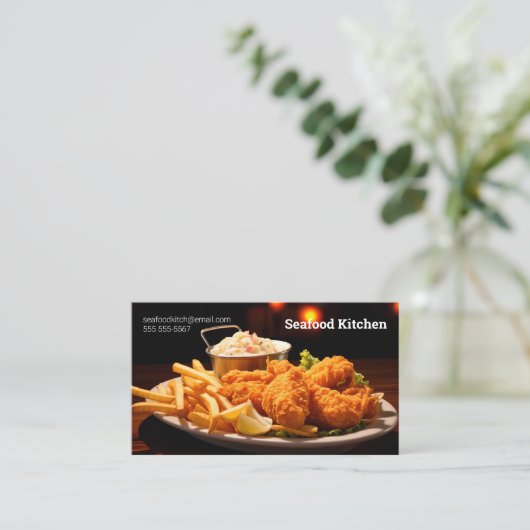 フライドポテトとチャウダーと魚のフライのディナー 名刺 (スタンド正面)