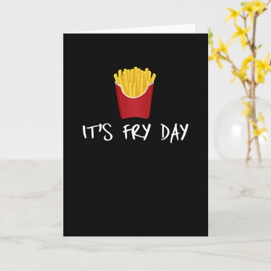 フライドポテトのファストフードフランスので揚げる日 カード (黄色い花)