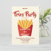フライドポテトのレストランの誕生日パーティーの招待状 招待状 (スタンド正面)
