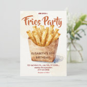 フライドポテトのレストラン 誕生日パーティー招待状 招待状 (スタンド正面)