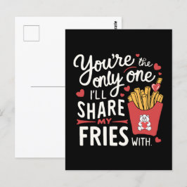 フライドポテトをシェアするあなたへ Funny Valentines ポストカード