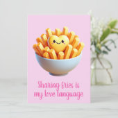 フライドポテトをシェアするのは私の愛の言葉 面白いバレンタイン シーズンカード (スタンド正面)