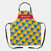 フライドポテト – 漫画のスタイル、青 – あなたの名前/文字 エプロン (正面)