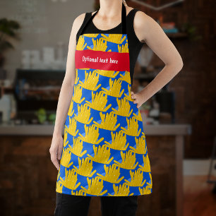 フライドポテト – 漫画のスタイル、青 – あなたの名前/文字 エプロン