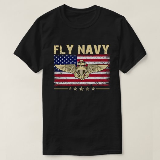 フライネイビークラシックシャツ海軍士官パイロットウィングスT Tシャツ (デザイン正面)