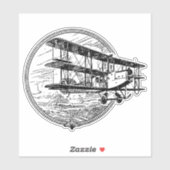 フライバックイン時間:ヴィンテージ三面飛行機 シール (シート)