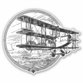 フライバックイン時間:ヴィンテージ三面飛行機 シール (正面)