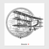 フライバックイン時間：ヴィンテージ三面飛行機 シール (シート)