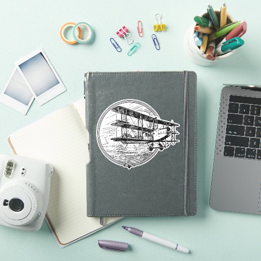 フライバックイン時間:ヴィンテージ三面飛行機 シール (iPadカバー)