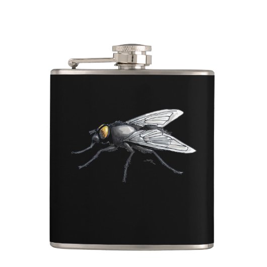 フライバディジャイアントフライ黒フラッ包まれたク フラスク (正面)