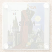 フライパリフランスヴィンテージ旅行ポスター ガラスコースター (裏面)