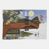 フライパリフランスヴィンテージ旅行ポスター キッチンタオル (横)