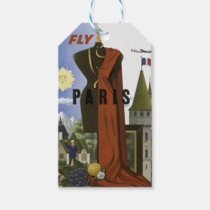 フライパリフランスヴィンテージ旅行ポスター ギフトタグ
