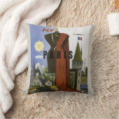 フライパリフランスヴィンテージ旅行ポスター クッション (ブランケット)