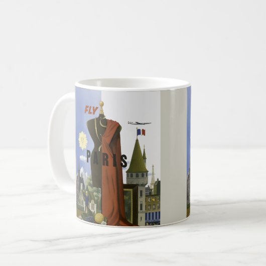 フライパリフランスヴィンテージ旅行ポスター コーヒーマグカップ (正面左)