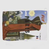 フライパリフランスヴィンテージ旅行ポスター ゴルフタオル (横)