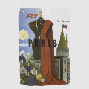 フライパリフランスヴィンテージ旅行ポスター ゴルフタオル