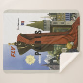 フライパリフランスヴィンテージ旅行ポスター シェルパブランケット (正面(横))